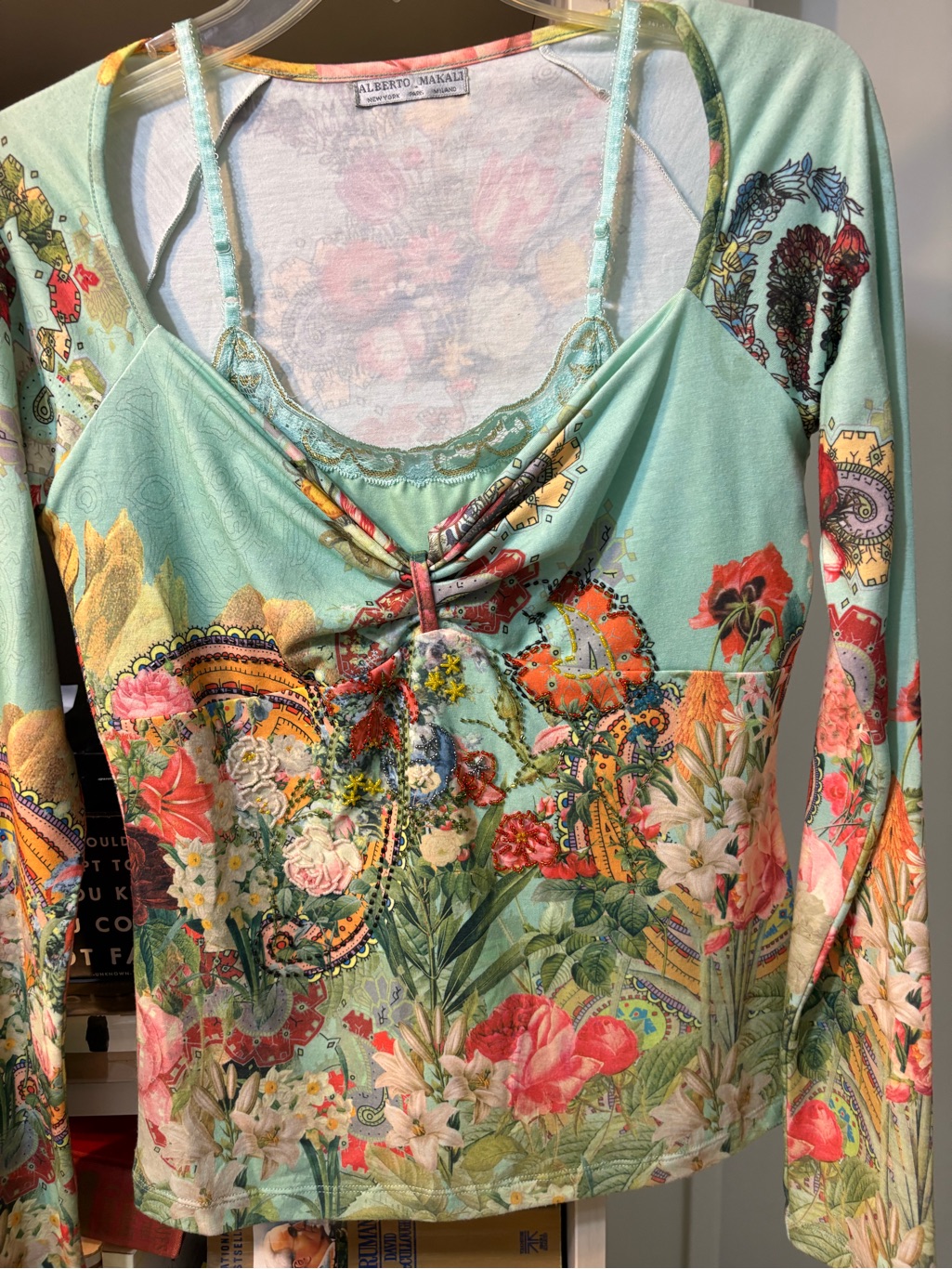 Alberto Makali Blouse Hidden Camisole Floral Long Sleeve